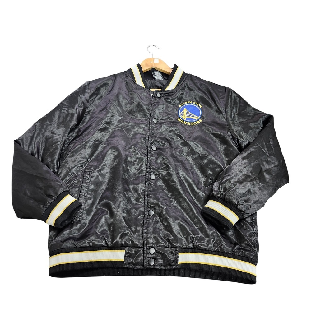 Golden State Warriors Jacket Mens Medium Black NBA Basketball Ultra Game Bomber